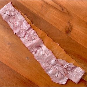 Leather Metallic Rose-Pink Leaves Belt XS 34”